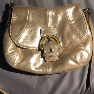 Coach gold metallic crossbody bag